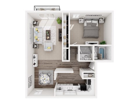 Floor plan for 1 bed, 1 bath, 853 sqft